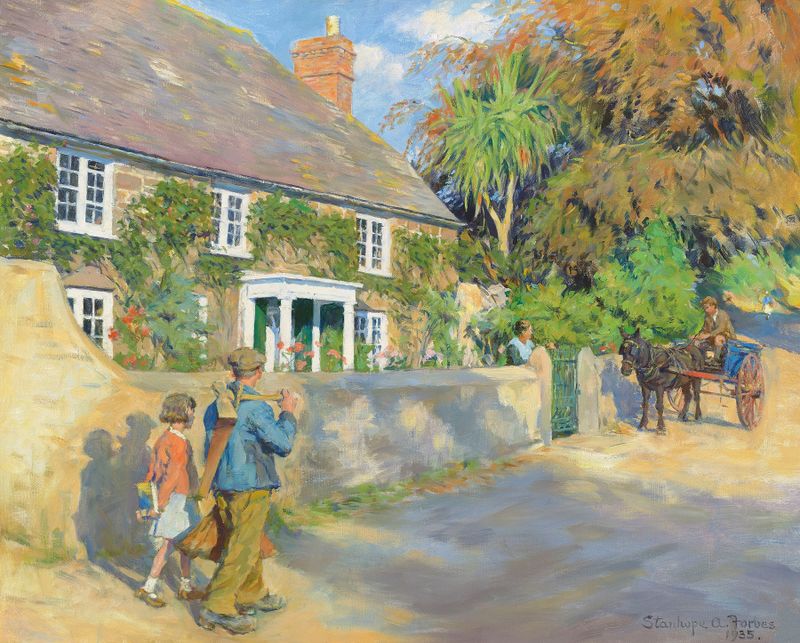 An old Cornish manor, oil on canvas by Stanhope Alexander Forbes