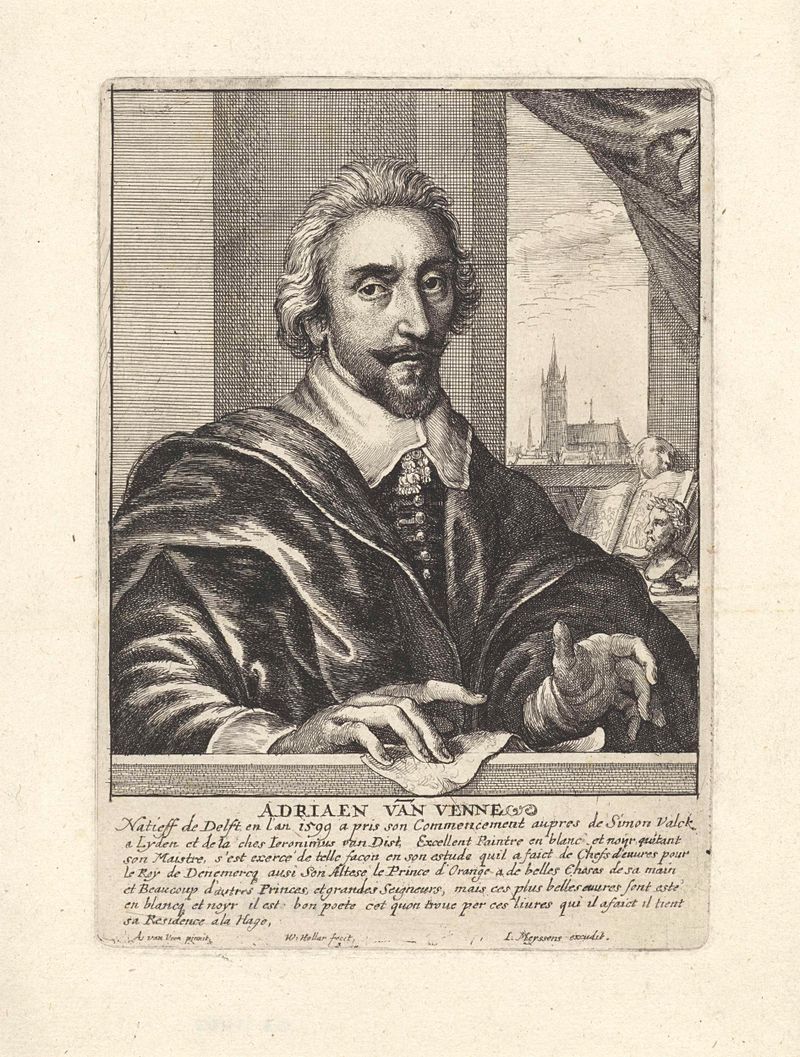 Retrato de Adriaen Pietersz. van de Venne, gravura de Wenceslaus Hollar