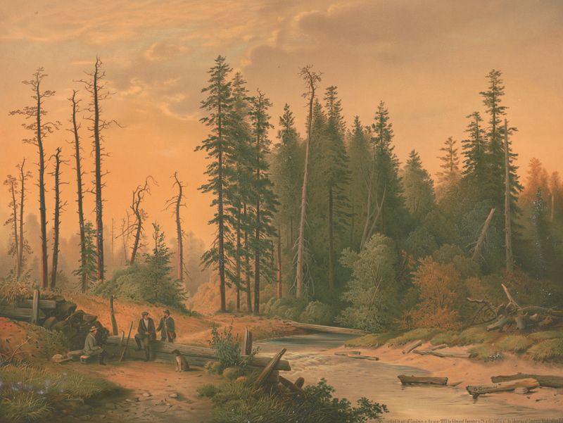 Tobyhanna Creek, oil on canvas by Edmund Foerster & Co., depicting serene waters and lush foliage.