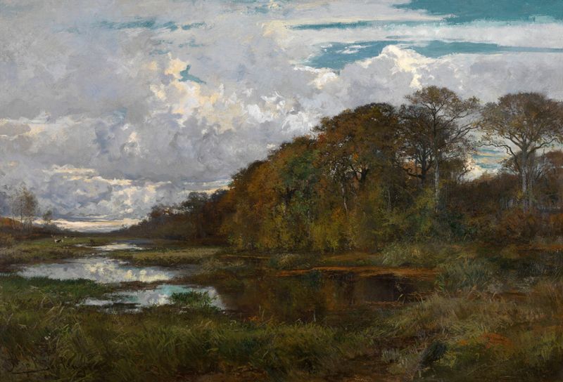 The Ponds of the ‘Grijze Molen’ in Terhulpen by Hippolyte Boulenger, realism, landscape