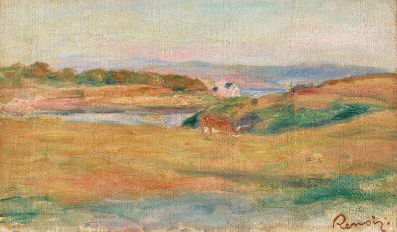 Cena costeira com ondas e luz do sol de Pierre-Auguste Renoir, óleo sobre tela
