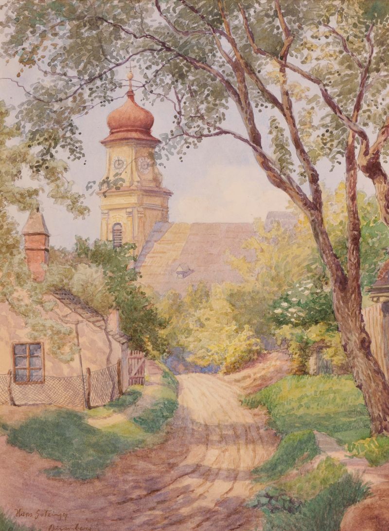 Landscape by Hans Götzinger, depicting rolling hills and serene light.