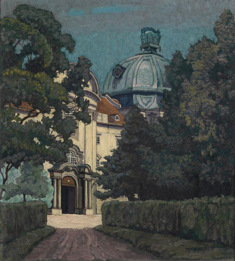 Stiftsportal Klosterneuburg by Max Kahrer, oil painting depicting an ornate archway
