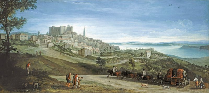Landscape of Lake Bracciano by Paul Bril, oil on canvas