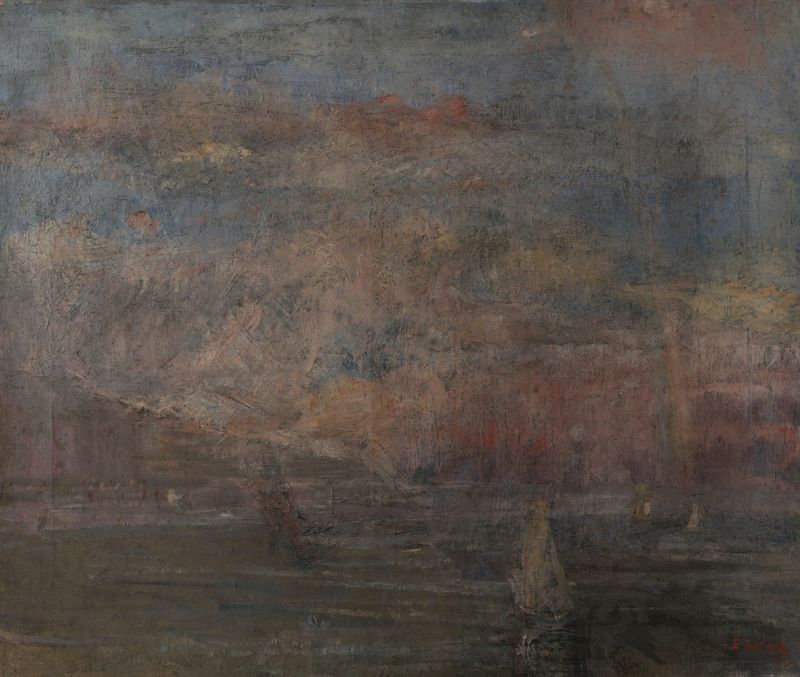 After the Storm by James Ensor, oil painting depicting a turbulent sky over a landscape