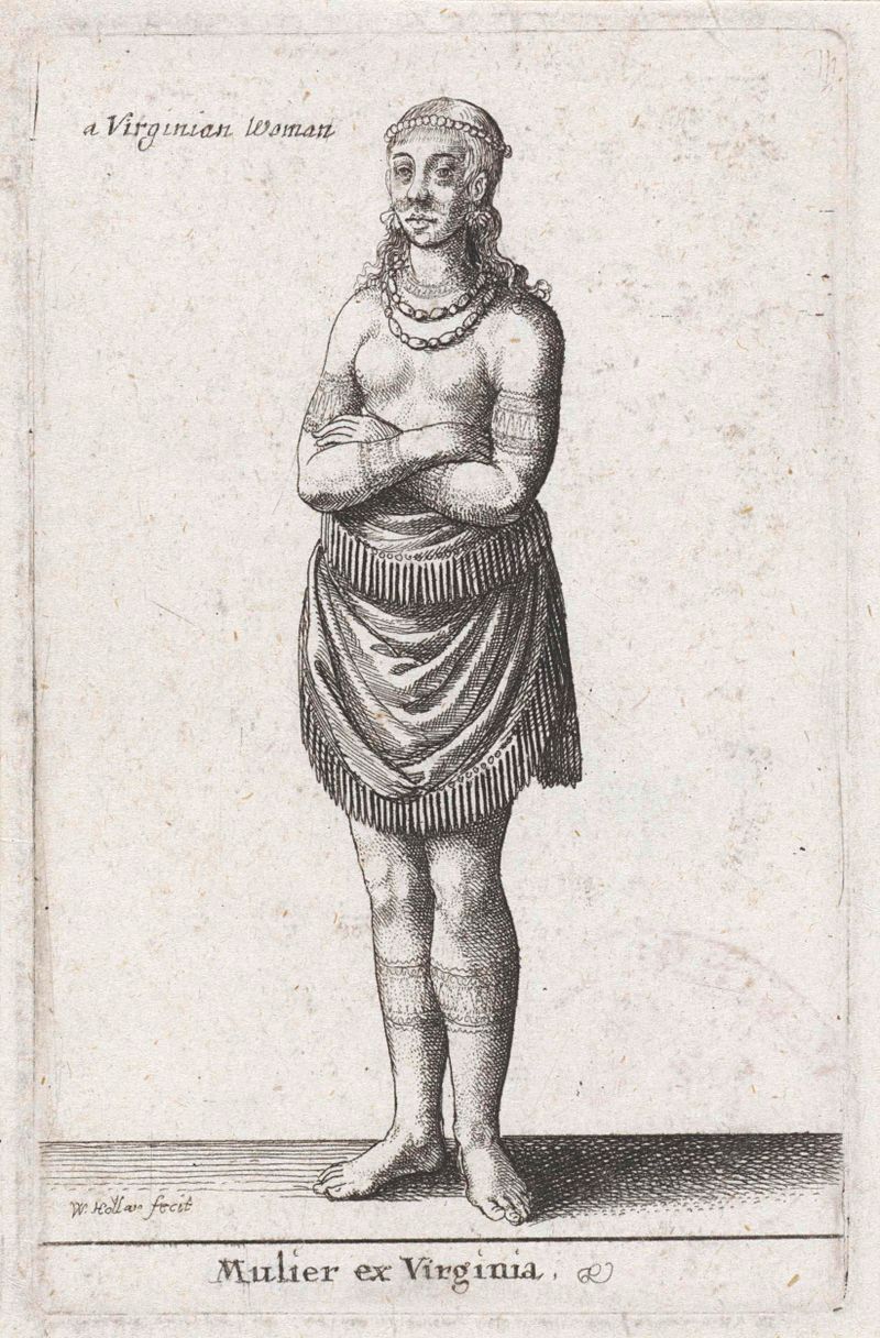 Retrato de una mujer en grabado de Wenceslaus Hollar, con delicada drapería y luz suave.