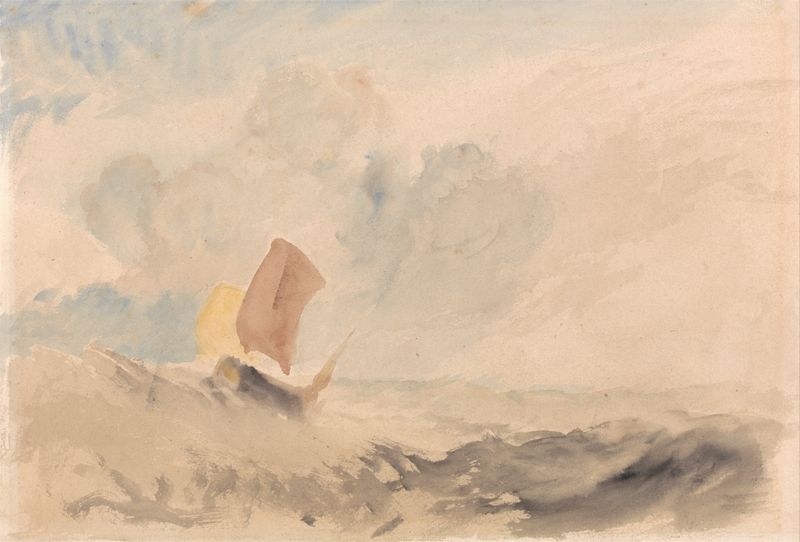 A Sea Piece, A Rough Sea with a Fishing Boat de Joseph Mallord William Turner, pintura a óleo