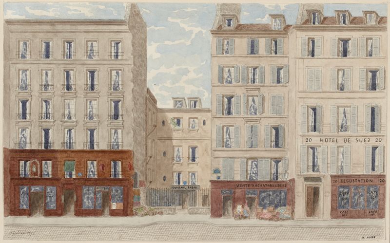 Rue du Four Nº20 à 26, 6ème arrondissement, óleo sobre lienzo de Jules Gaildrau