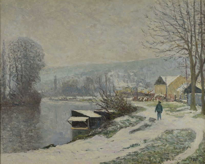 Paisaje invernal con nieve y árboles desnudos, óleo de Maxime Maufra