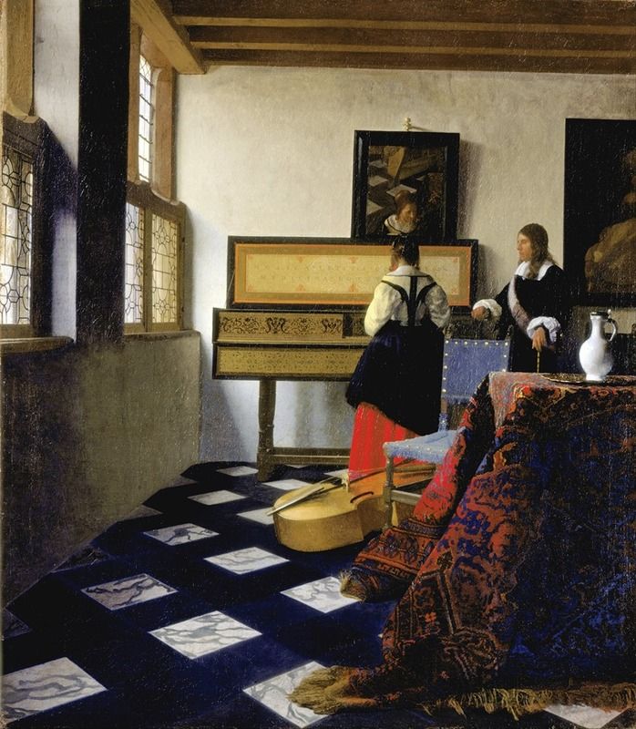 Lady At The Virginal With A Gentleman, oil painting by Johannes Vermeer