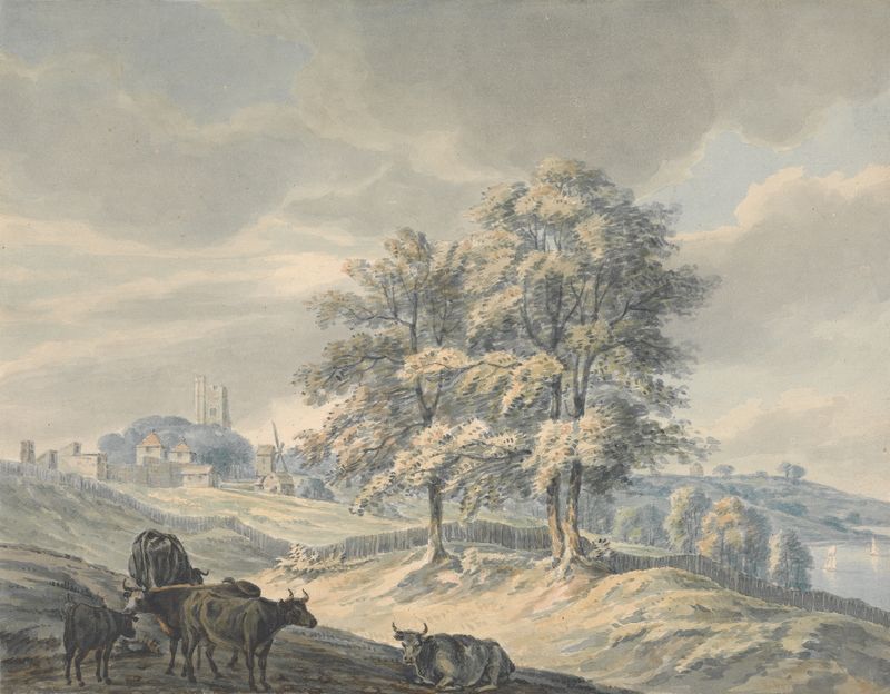 Oil painting by John Cleveley the younger depicting St. Margaret’s and a river.