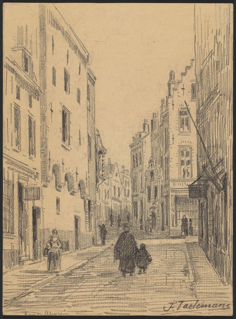 Rue des Alexiens à Bruxelles, oil on canvas by Jean-François Taelemans