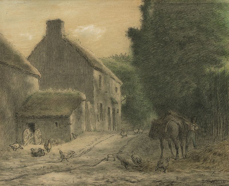 Farm House at Gruchy, oil on canvas by Jean-François Millet