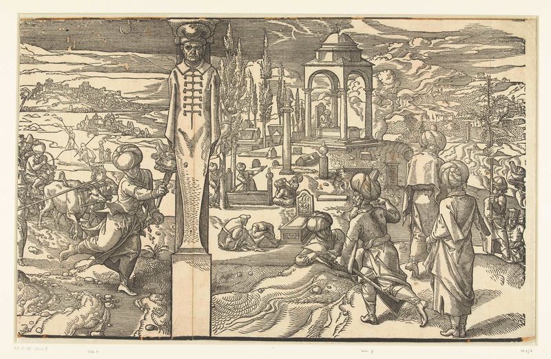 Feest van de nieuwe maan en begrafenis by Pieter Coecke van Aelst, paper medium