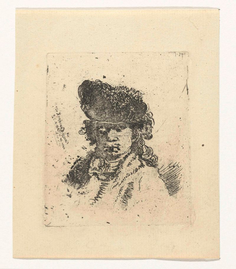 Autorretrato con gorro de piel de Claude Henri Watelet, grabado