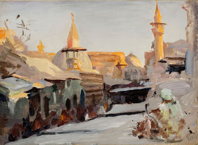 Street in Damascus, oil on canvas by Jan Ciągliński