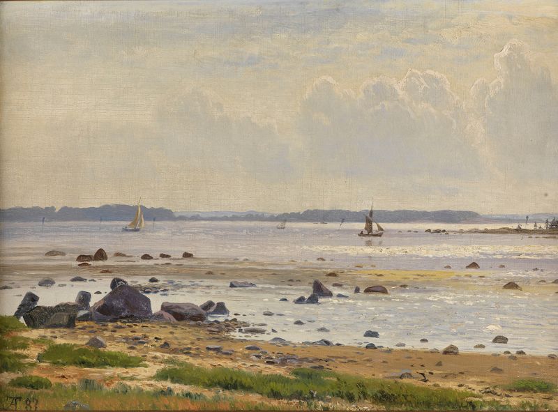 Paisagem do Roskildefjord, óleo sobre tela de Anton Erik Christian Thorenfeld