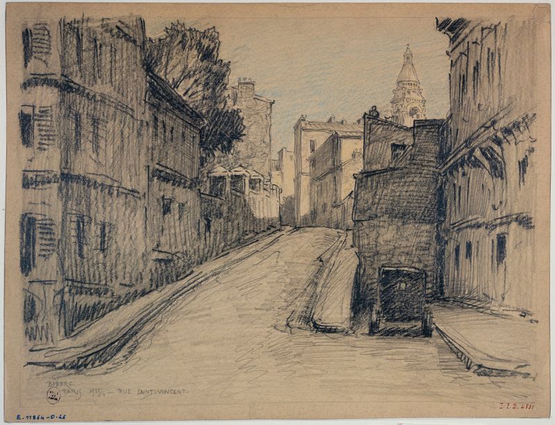 La rue Saint-Vincent de Ferdinand Boberg, óleo sobre lienzo que representa un paisaje de pueblo tranquilo.