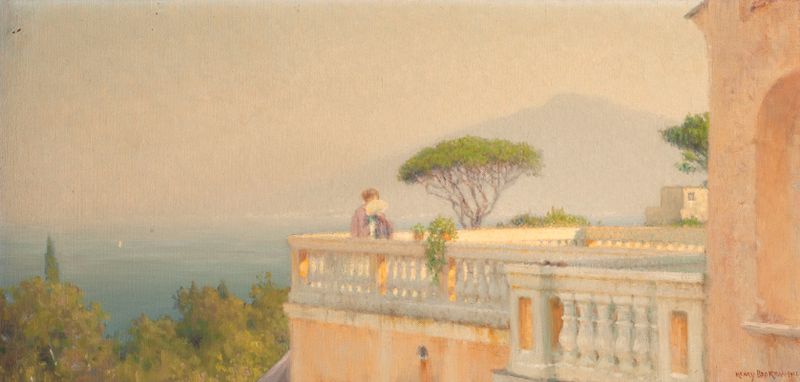 Interior scene of a terrace with shadows, by Henry Brokman, medium unknown