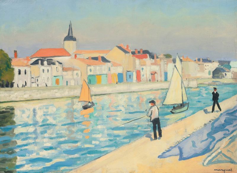 Escena marina con pescadores de Albert Marquet, pintura al óleo