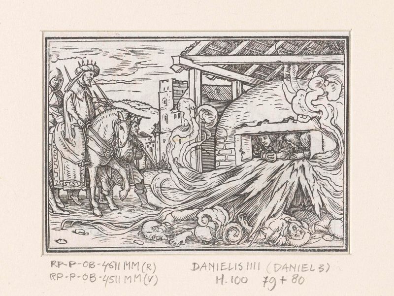 Nebucodonosor observando a tres hombres en el horno, papel de Hans Holbein (II)