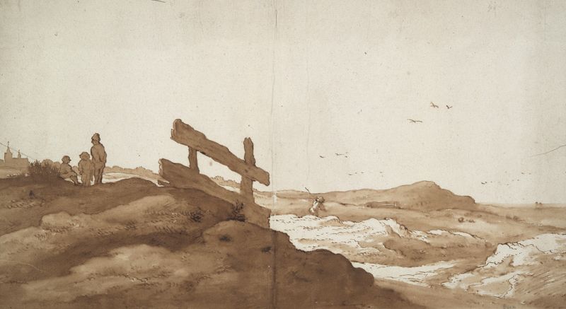 Paisaje montañoso con figuras de Jan de Bisschop, medio desconocido