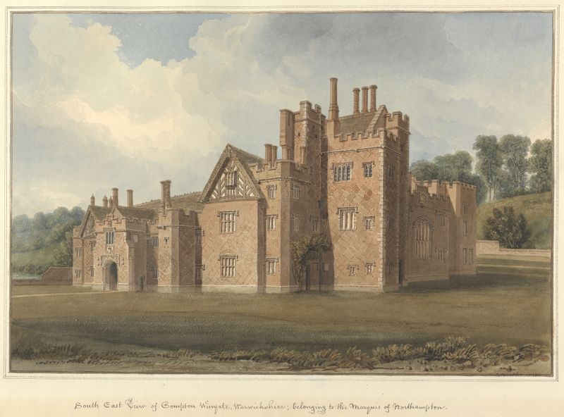 South East View of Compton Winyate, aquarela sobre papel de John Buckler