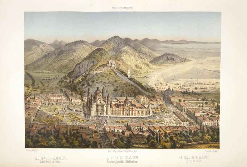 Vista aérea de la ciudad de Guadalupe, óleo de C. Castro