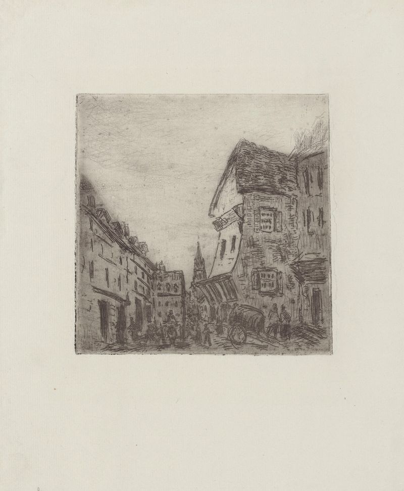 Rua de paralelepípedos em Rouen, óleo sobre tela de Camille Pissarro