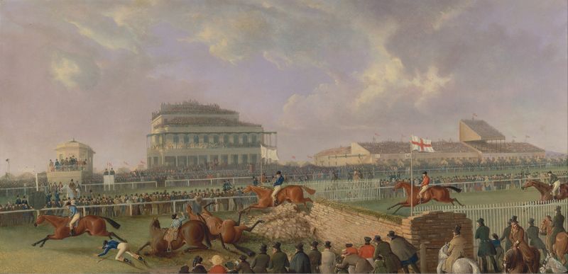 The Liverpool and National Steeplechase at Aintree, oil on canvas by William Tasker