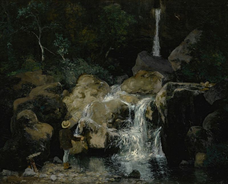 Portrait of a figure in earth tones, oil painting by Aimé Perret