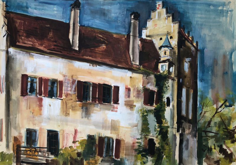 Paisagem de um castelo de Otto Geigenberger, impressionismo