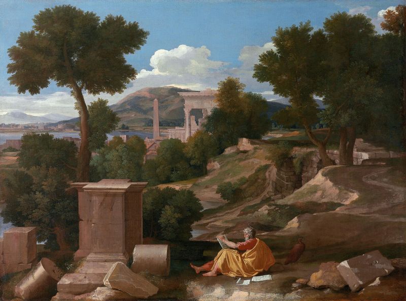 Landscape with Saint John on Patmos, oil painting by Nicolas Poussin