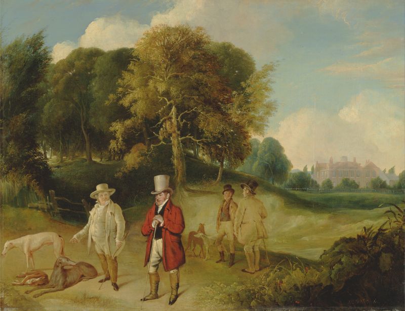 J.M.W. Turner e Walter Fawkes em Farnley Hall, óleo sobre tela de John R. Wildman