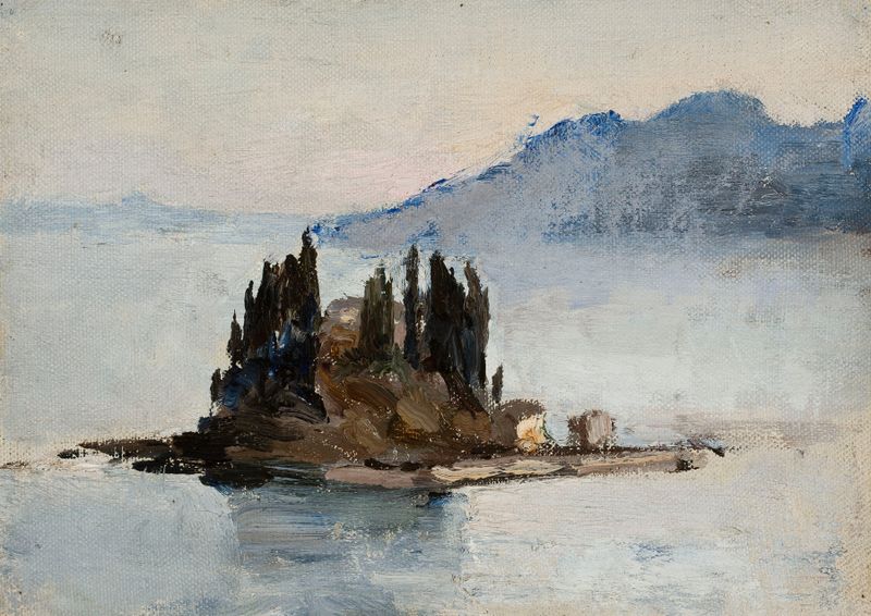 Landscape of Corfu by Jan Ciągliński, oil on canvas