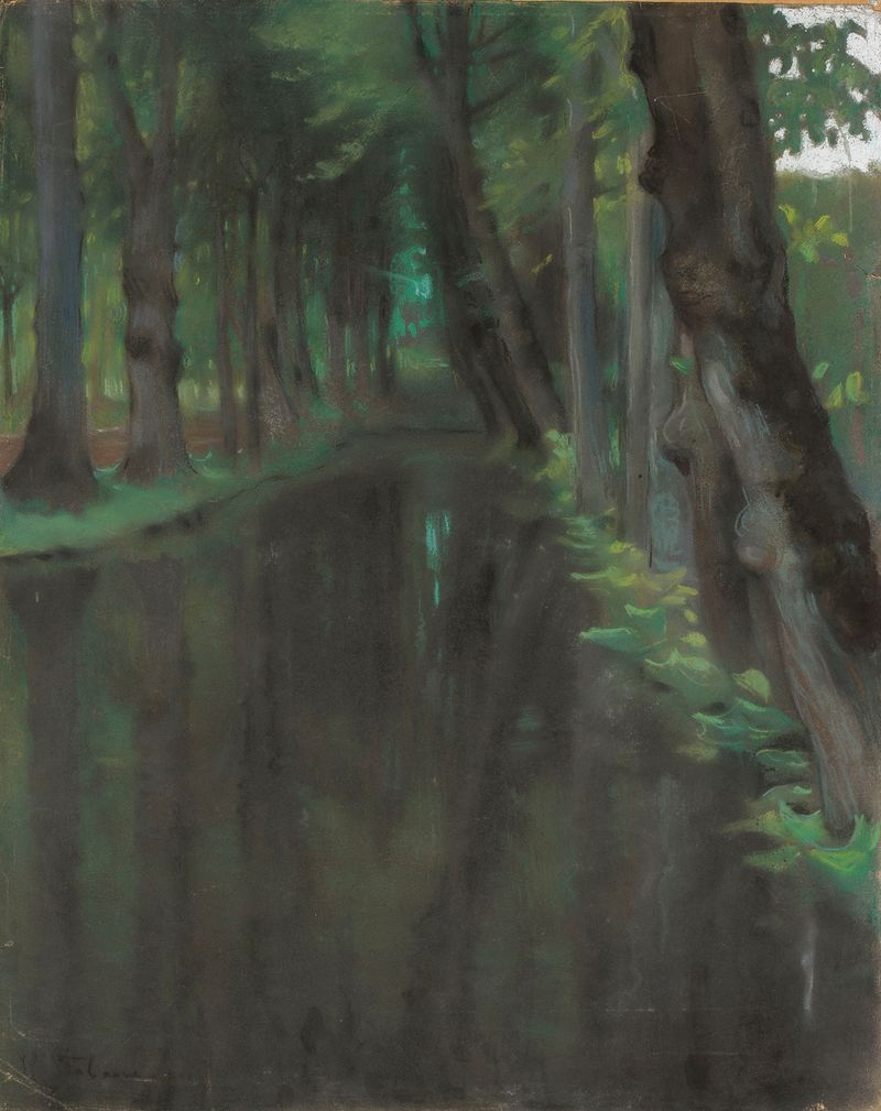 Canal in an Italian park by Kazimierz Stabrowski, impressionism