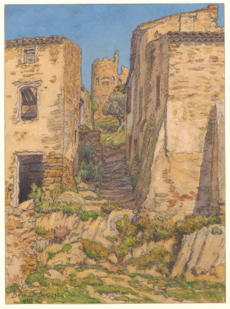Paisagem com falésias ocre de Henri Rivière, 1924, pintura a óleo