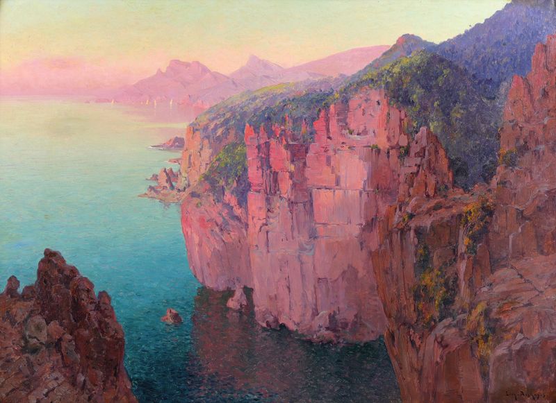 Landscape of The Algerian Coast by Eugène-François-Adolphe Deshayes, oil painting