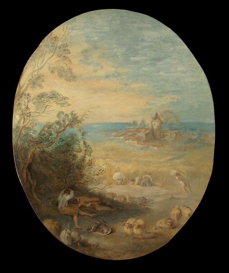 Genre scene with figures in a garden, oil on canvas by Jean-Baptiste Pater