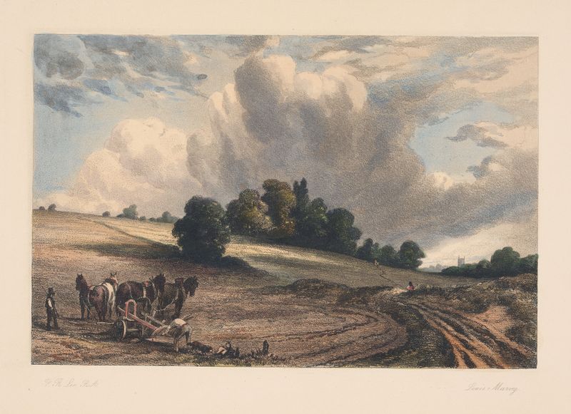 Paisagem com lavrador, óleo sobre tela de Louis Marvy