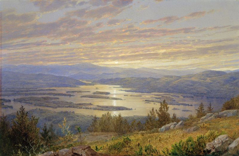 Lake Squam from Red Hill, pintura al óleo de William Trost Richards