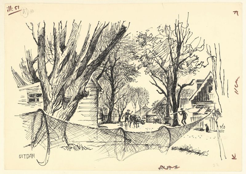 Paisaje con un pueblo y un río, pintura al óleo de Maarten Oortwijn