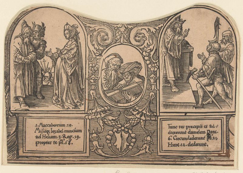 Escena religiosa con Izebel y Elia, obra en papel de Jacob Cornelisz van Oostsanen