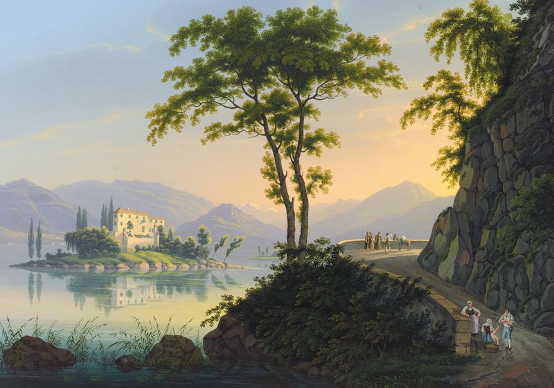 Isola Madre di lago Maggiore, óleo sobre tela de Johann Heinrich Bleuler o Jovem