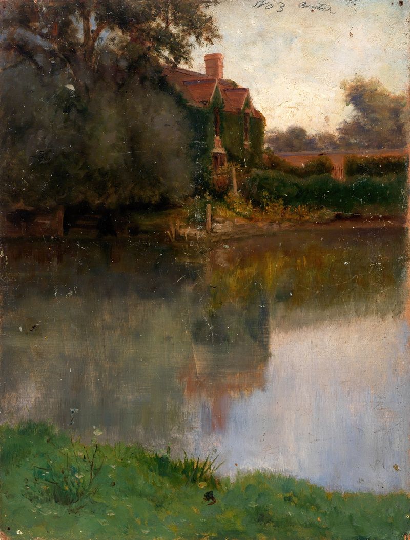 Edge of a Stream by Eliphalet Fraser Andrews, impressionism, depicting water and light.