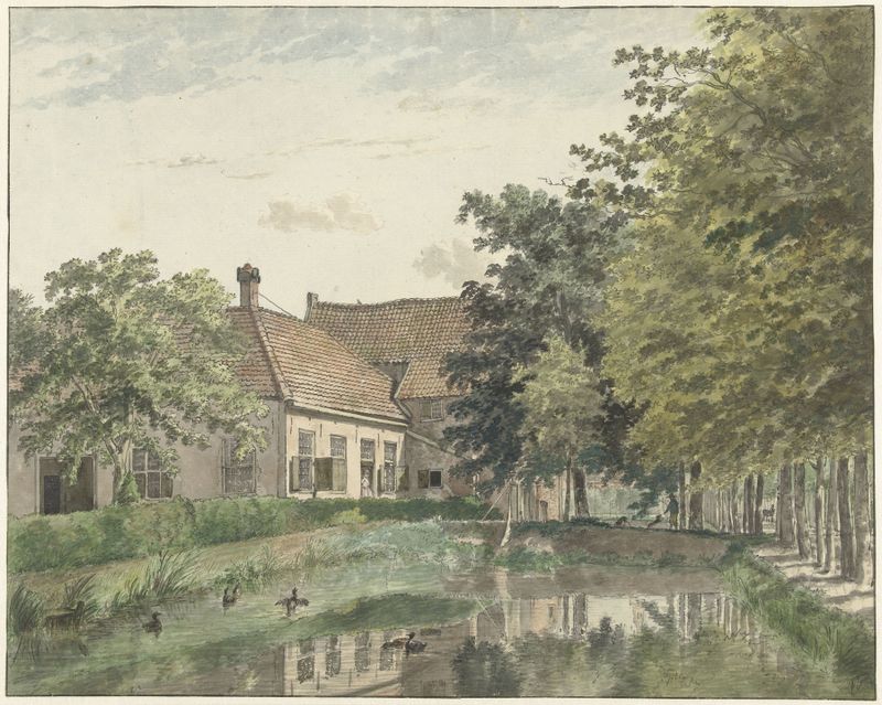 Landscape with green hills and water by Wybrand Hendriks, oil painting
