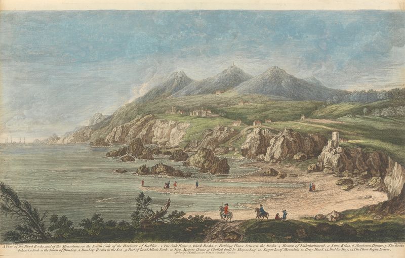 Landscape oil painting by William Jones depicting rugged rocks and mountains.
