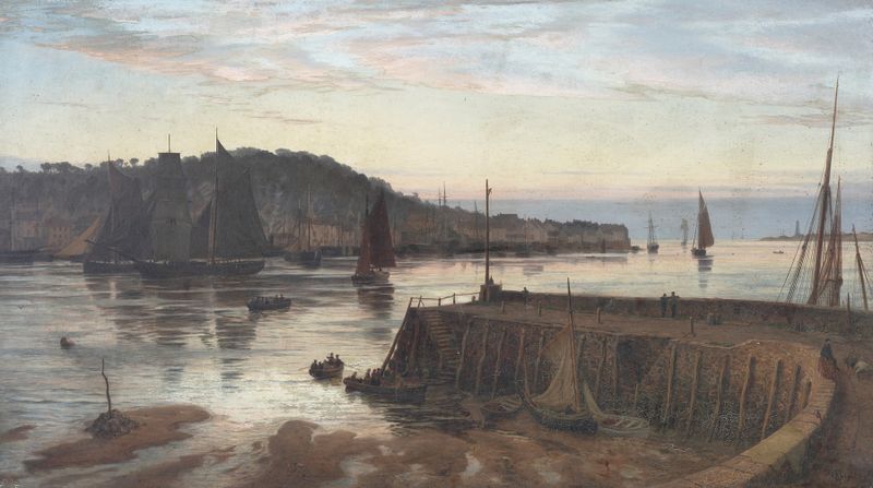 Low Tide, Appleton Ferry de Charles Parsons Knight, realismo, que muestra llanuras de barro en marea baja