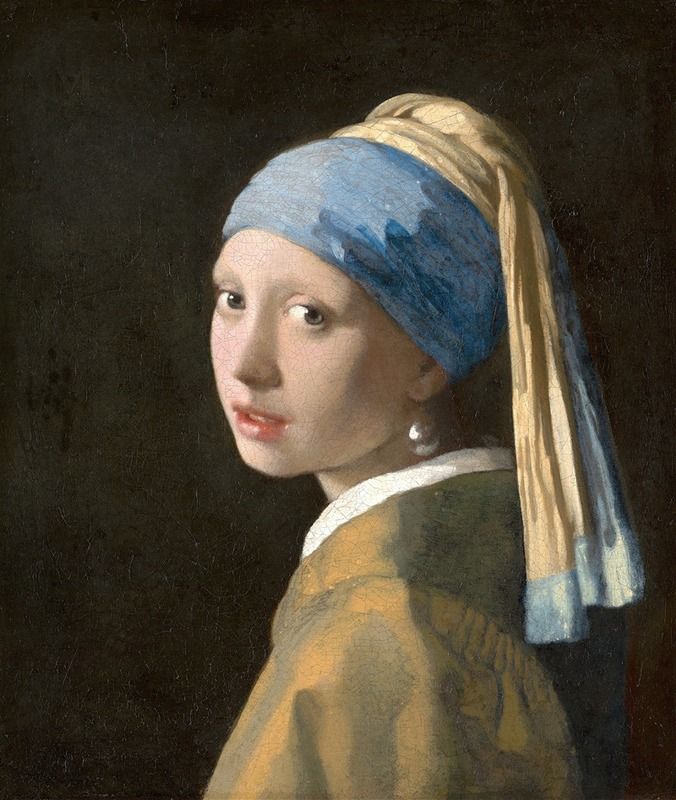 Portrait of a girl with a pearl earring, oil painting by Johannes Vermeer