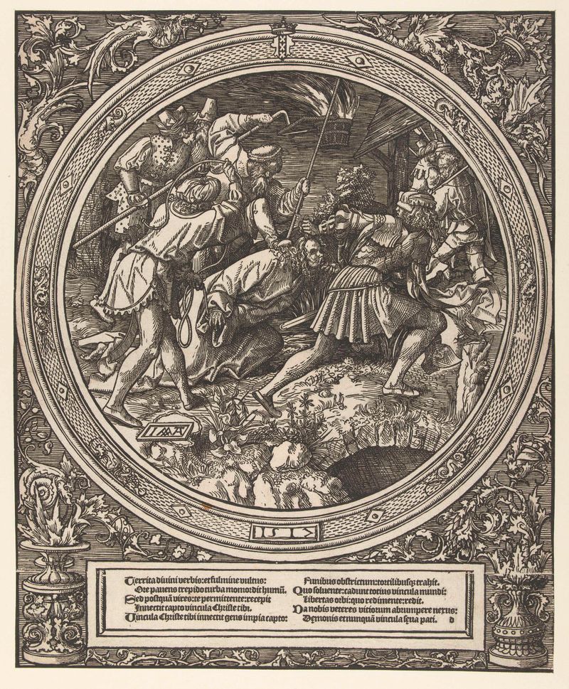 De gevangenneming van Christus de Jacob Cornelisz van Oostsanen, medio papel, representa el arresto de Cristo con luz dram...